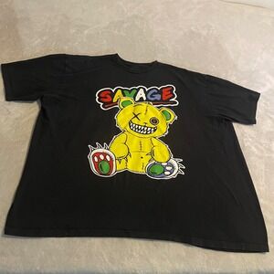 Style Daba Savage Bear Graphic T-Shirt Mens 4XL Black Short Sleeve Workout Tee